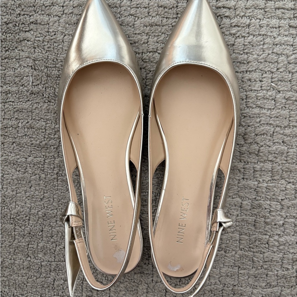 Nine West Metallic Gold Slingback Flats